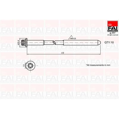 FAI AutoParts B292 Zylinderkopfschraubensatz - Torx Außen 10 FAI AutoParts B292 Zylinderkopfschraubensatz - Torx Außen 10