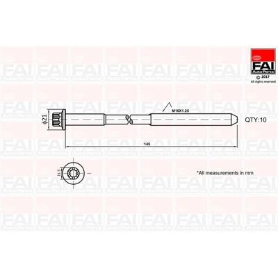 Fai Autoparts M10x1.25 Cilinderkopbouten Set - Auto-onderdelen Fai Autoparts M10x1.25 Cilinderkopbouten Set - Auto-onderdelen