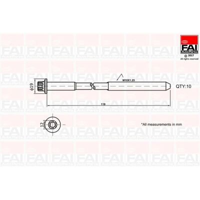 FAI AutoParts Zylinderkopfschrauben - M10 x 1.25 - 118mm FAI AutoParts Zylinderkopfschrauben - M10 x 1.25 - 118mm