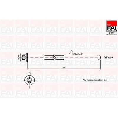 FAI AUTOPARTS B2129 - Head Cylinder Bolts FAI AUTOPARTS B2129 - Head Cylinder Bolts