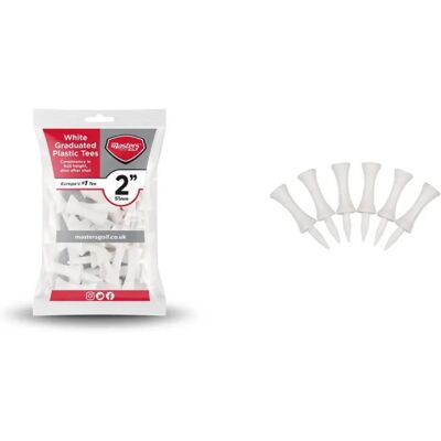 Masters Weiße Graduierte Kunststoff Golf Tees - 2'' - Packung 25 Masters Weiße Graduierte Kunststoff Golf Tees - 2'' - Packung 25