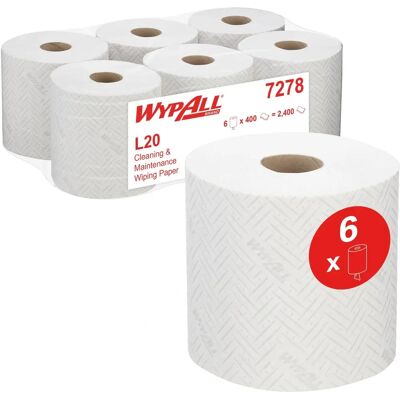 Wypall L20 Cleaning & Maintenance Wiping Paper - White - 6 Rolls Wypall L20 Cleaning & Maintenance Wiping Paper - White - 6 Rolls