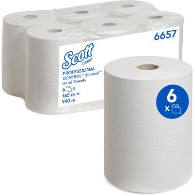Scott 6657 Papierhandtücher - Weiß - 165 m - Packung mit 6 Scott 6657 Papierhandtücher - Weiß - 165 m - Packung mit 6