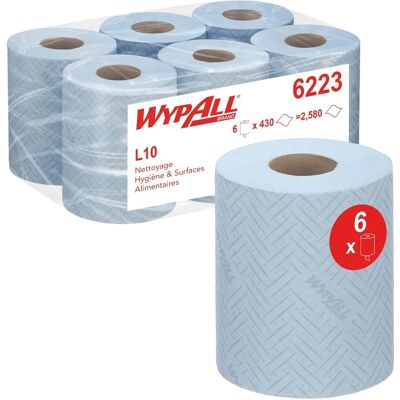 WypAll L10 Voedsel- en hygiënepapierrollen - Blauw - Verpakking 6 WypAll L10 Voedsel- en hygiënepapierrollen - Blauw - Verpakking 6