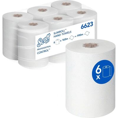 Scott CONTROL Slimroll Papierhandtücher - Weiß - 6 Rollen Scott CONTROL Slimroll Papierhandtücher - Weiß - 6 Rollen