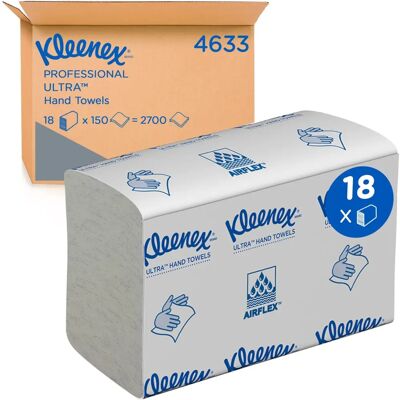 Kleenex Vita vikta handdukar - Pappershanddukar - 2 Lager - 150 Ark x 18 Paketă Kleenex Vita vikta handdukar - Pappershanddukar - 2 Lager - 150 Ark x 18 Paketă