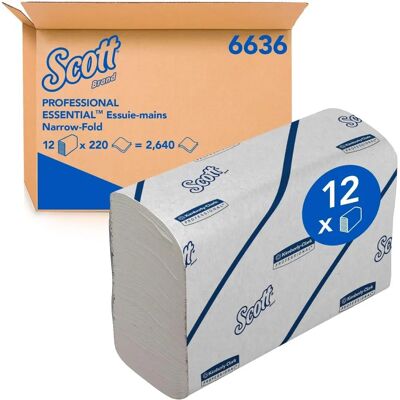 Scott 6636 Vit 2-lagers Pappershanddukar - Husgerådspapper Scott 6636 Vit 2-lagers Pappershanddukar - Husgerådspapper