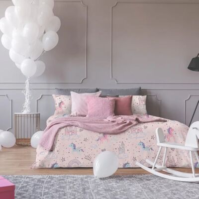 Dreamscene - Unicorn Kingdom Duvet Cover - Light Pink Dreamscene - Unicorn Kingdom Duvet Cover - Light Pink