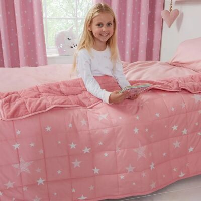 Dreamscene Star Teddy Fleece Kids Weighted Blanket - Kids, Pink - Weighted Blanket Dreamscene Star Teddy Fleece Kids Weighted Blanket - Kids, Pink - Weighted Blanket