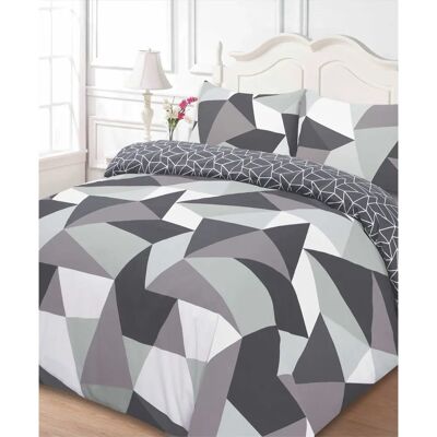 Dreamscene Geometric Shapes Duvet Cover with Pillowcase - Double - Black Dreamscene Geometric Shapes Duvet Cover with Pillowcase - Double - Black