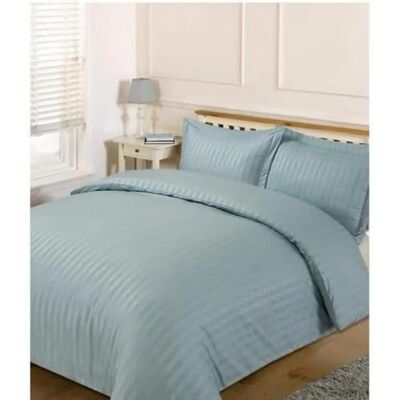 Brentfords Duck Egg Blue Satin Stripe Duvet Cover Set - Duvet Cover Set Brentfords Duck Egg Blue Satin Stripe Duvet Cover Set - Duvet Cover Set