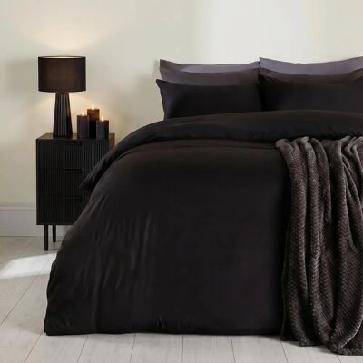 Brentfords - Plain Dyed Duvet Cover - Black - Single Brentfords - Plain Dyed Duvet Cover - Black - Single