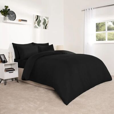 Brentfords - Plain Dyed - Black - Duvet Cover Set Brentfords - Plain Dyed - Black - Duvet Cover Set