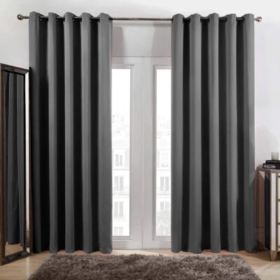 Dreamscene Charcoal Grey Thermal Blackout Curtains - Curtains Dreamscene Charcoal Grey Thermal Blackout Curtains - Curtains