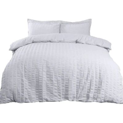 Highams Seersucker Duvet Cover - White - Single - Bedding Highams Seersucker Duvet Cover - White - Single - Bedding