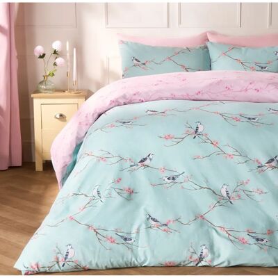 Dreamscene - Blossom Bird - Duck Egg Blue - Duvet Cover Set Dreamscene - Blossom Bird - Duck Egg Blue - Duvet Cover Set