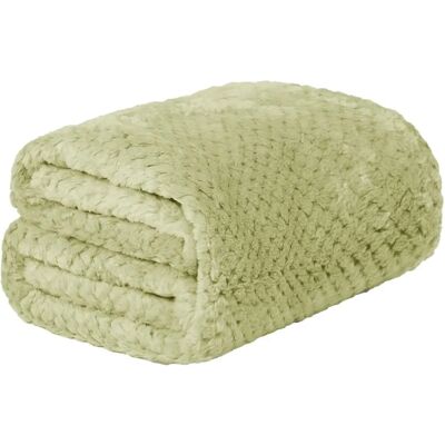 Dreamscene - Luxury Large Waffle Mink Throw - Light Green - Throw Dreamscene - Luxury Large Waffle Mink Throw - Light Green - Throw