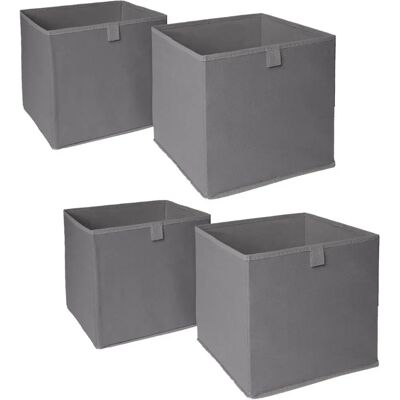 OHS - Plain Folding Cube - Charcoal - Pack of 4 - Storage Box OHS - Plain Folding Cube - Charcoal - Pack of 4 - Storage Box