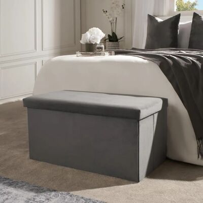 OHS - Folding Ottoman Storage Box - Charcoal - Ottoman OHS - Folding Ottoman Storage Box - Charcoal - Ottoman