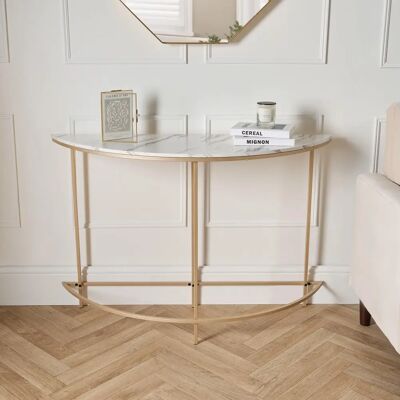 Ohs Marble Console Table - White Marble - Gold Frame - Console Table Ohs Marble Console Table - White Marble - Gold Frame - Console Table