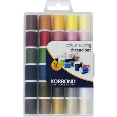 Set di Filo da Cucito Multiuso Korbond - 1350m - 30 Colori Set di Filo da Cucito Multiuso Korbond - 1350m - 30 Colori