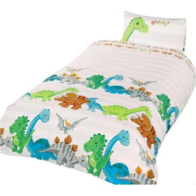 Dinosaurs Natural Junior Duvet Cover & Pillowcase Set - Suitable for toddler beds, includes duvet cover and pillowcase, cotton-polyester blend, machine washable, cute dinosaur design Dinosaurs Natural Junior Duvet Cover & Pillowcase Set - Suitable for toddler beds, includes duvet cover and pillowcase, cotton-polyester blend, machine washable, cute dinosaur design