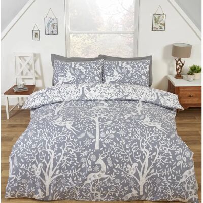 Rapport Tatton Woodland Grey Double Duvet Cover - Duvet Cover Set Rapport Tatton Woodland Grey Double Duvet Cover - Duvet Cover Set