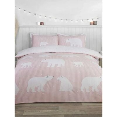 Rapport Orso Polare 100% Flanella di Cotone - Set Copripiumino Rosa Rapport Orso Polare 100% Flanella di Cotone - Set Copripiumino Rosa