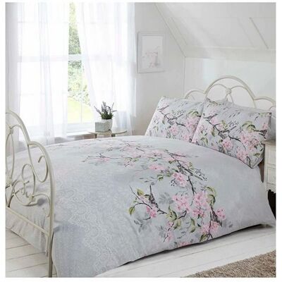 Eloise Floral Duvet Cover Set - Duck Egg - King Size Eloise Floral Duvet Cover Set - Duck Egg - King Size