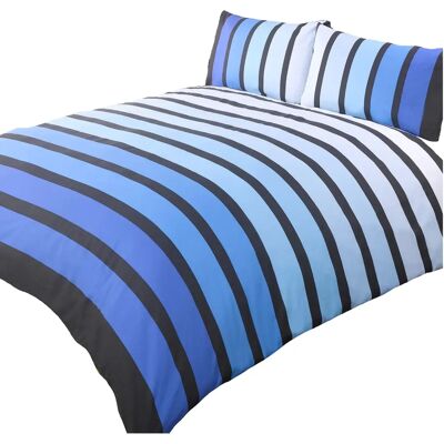 Finest Homeware Soho Niebieski Prążkowany Zestaw Pościeli - Zestaw Pościeli Finest Homeware Soho Niebieski Prążkowany Zestaw Pościeli - Zestaw Pościeli