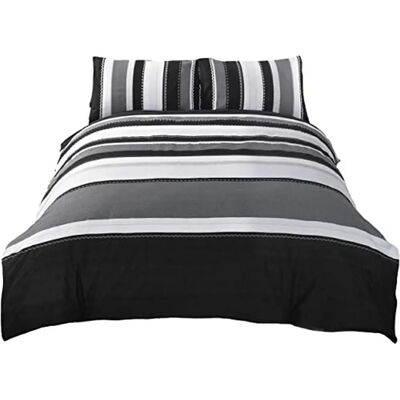 Rapport Grey Striped Double Bedding Set - Bedding Set Rapport Grey Striped Double Bedding Set - Bedding Set