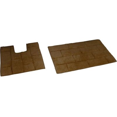 Rapport Home Soft Touch Tile Bath Mat Set - Bath Mat, Pedestal Mat, Chocolate Rapport Home Soft Touch Tile Bath Mat Set - Bath Mat, Pedestal Mat, Chocolate