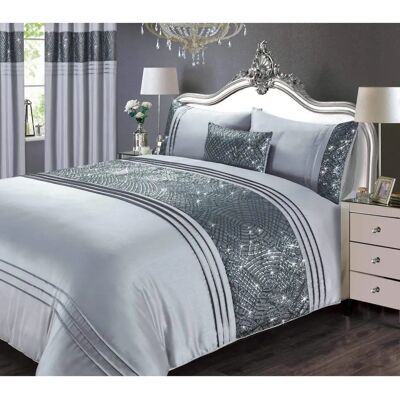 Rapport CHARLESTON Ensemble de housse de duvet à sequins argentés Gris Simple Rapport CHARLESTON Ensemble de housse de duvet à sequins argentés Gris Simple