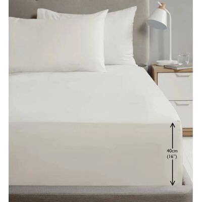 HomeSpace Direct King Cream Percale Extra Deep 16" Fitted Sheet HomeSpace Direct King Cream Percale Extra Deep 16" Fitted Sheet
