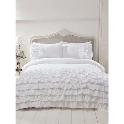 Brittiskt Flamenco Ruffle Vitt Enkel Duvet Cover Set Brittiskt Flamenco Ruffle Vitt Enkel Duvet Cover Set