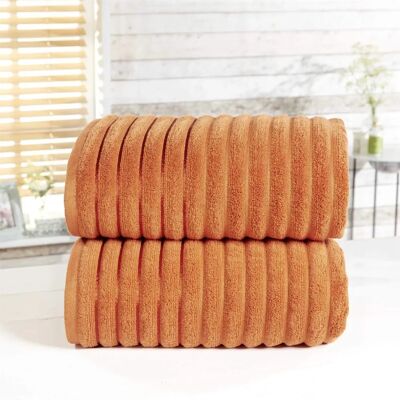 Rapport Orange Spice Ribbed 2-Piece Towel Set - Bath Sheets Rapport Orange Spice Ribbed 2-Piece Towel Set - Bath Sheets