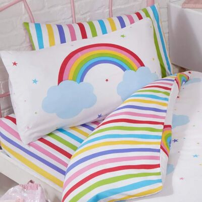 Bedding & Beyond Rainbow Sky Striped Bed Fitted Sheet and Pillowcase Set - Bed Linen Set Bedding & Beyond Rainbow Sky Striped Bed Fitted Sheet and Pillowcase Set - Bed Linen Set