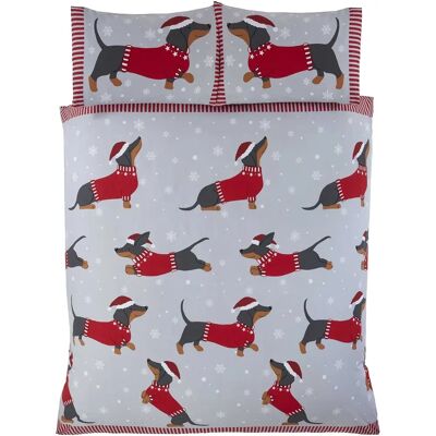 Rapport Dachshund Through The Snow Single Duvet Cover Set - Christmas Bedding Rapport Dachshund Through The Snow Single Duvet Cover Set - Christmas Bedding