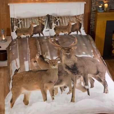 Rapport Home Winter Stag Double Duvet Cover Set - Duvet Cover Rapport Home Winter Stag Double Duvet Cover Set - Duvet Cover
