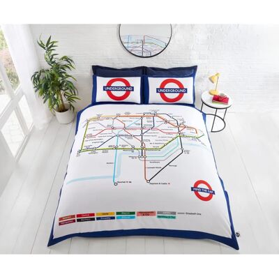 Underground London Tube Map Bedding Set - King - White Underground London Tube Map Bedding Set - King - White