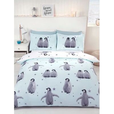 Rapport Home Starry Penguins Ice Blue Single Duvet Cover Set Rapport Home Starry Penguins Ice Blue Single Duvet Cover Set