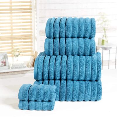Rapport Teal Blue Ribbed 6-Piece Towel Set - Bath Type Rapport Teal Blue Ribbed 6-Piece Towel Set - Bath Type