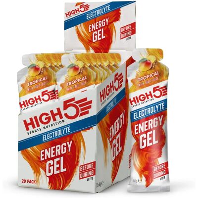 Gel Énergétique HIGH5 Électrolyte - Tropical, Argent, Noir - Gel Énergie - Publicité Gel Énergétique HIGH5 Électrolyte - Tropical, Argent, Noir - Gel Énergie - Publicité