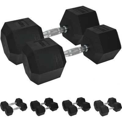 Urban Fitness PRO Hex Dumbbell - Rubber Coated (Pair) - 15kg - Black - Dumbbell Urban Fitness PRO Hex Dumbbell - Rubber Coated (Pair) - 15kg - Black - Dumbbell