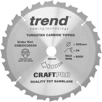 Trend CSB/CC30524 Craft Pro Gatilho Negativo - 305mm, 24 dentes Trend CSB/CC30524 Craft Pro Gatilho Negativo - 305mm, 24 dentes
