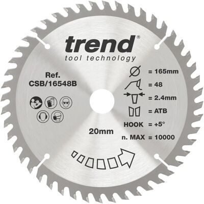 Trend CSB/16548B CraftPro Trimming Crosscut TCT Lâmina - Serra Circular Trend CSB/16548B CraftPro Trimming Crosscut TCT Lâmina - Serra Circular