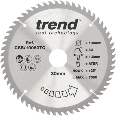 Trend CSB/19060TC Lame de scie circulaire CraftPro - Coupe de bois Trend CSB/19060TC Lame de scie circulaire CraftPro - Coupe de bois