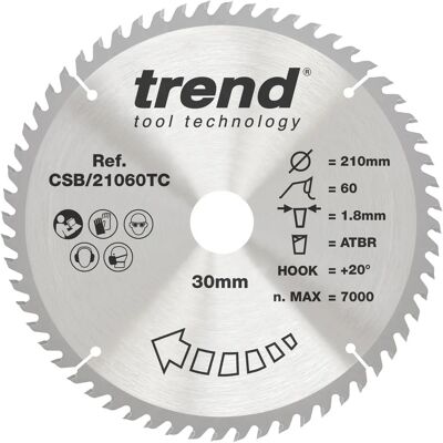 Trend Csb/21060tc Zaagblad - Fijn afwerking voor hout Trend Csb/21060tc Zaagblad - Fijn afwerking voor hout