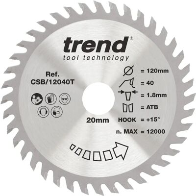 Trend TCT Cordless Sawblade - 120mm, 40 Teeth - Wood Cutting Trend TCT Cordless Sawblade - 120mm, 40 Teeth - Wood Cutting
