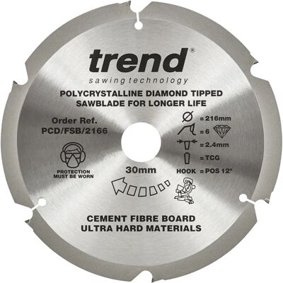 Trend Pcb Hoja de Sierra de Tablero de Fibra - 216mm - 6Dientes - 30mm Agujero - Hoja de Sierra Trend Pcb Hoja de Sierra de Tablero de Fibra - 216mm - 6Dientes - 30mm Agujero - Hoja de Sierra